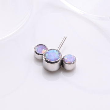 Detail View 1 of Implant Grade Titanium OneFit Threadless Triple Bubble Fire Opal Front Facing Top Part-Purple Opal